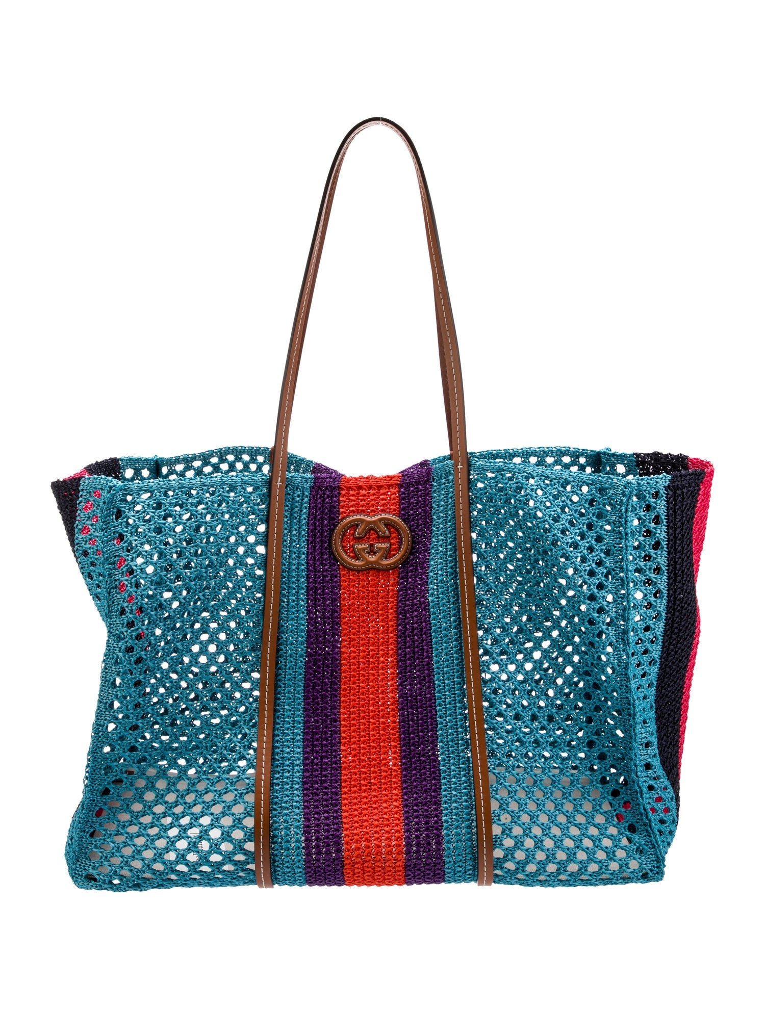 ◆正規品◆GUCCI INTERLOCKING TOTE BAG BLUE ORANGE◆関税込◆ Gucci Interlocking G Raffia Tote - Blue Totes, Handbags