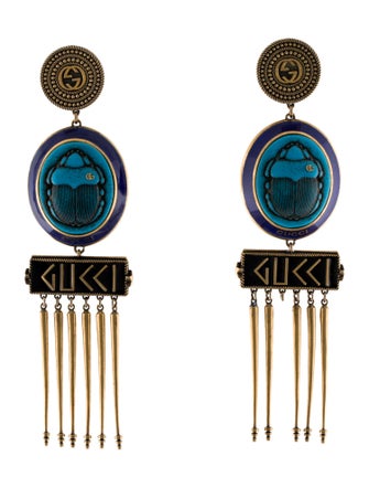 Gucci Resin & Enamel Beetle Drop Earclips