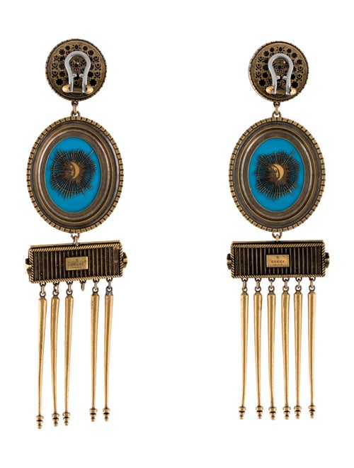 Gucci Resin & Enamel Beetle Drop Earclips