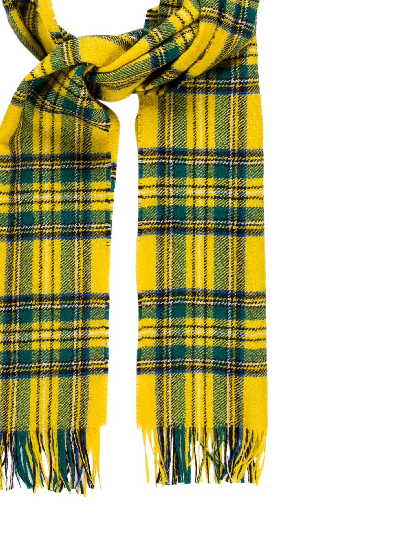 Gucci Plaid Wool Scarf Yellow Scarves and Shawls, Accessories