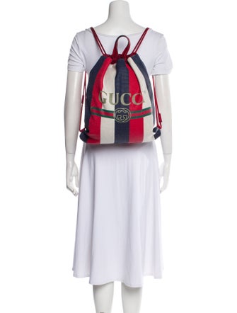 Gucci Logo Drawstring Canvas Backpack