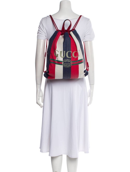 Gucci Logo Drawstring Canvas Backpack