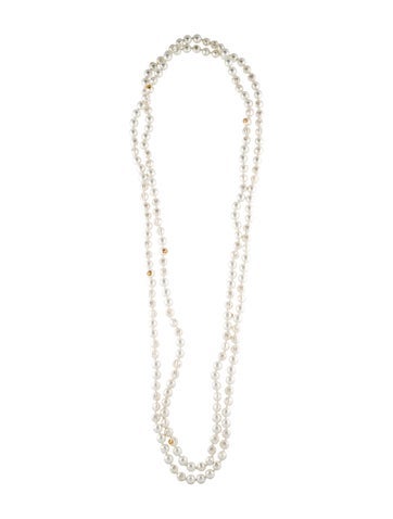 Gucci Bead Strand Faux Pearl Long Necklace