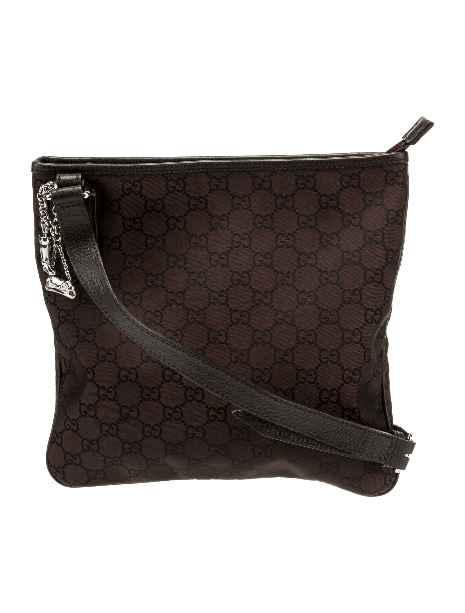 Gucci GG Nylon Jolicoeur Messenger Bag Brown Crossbody Bags, Handbags