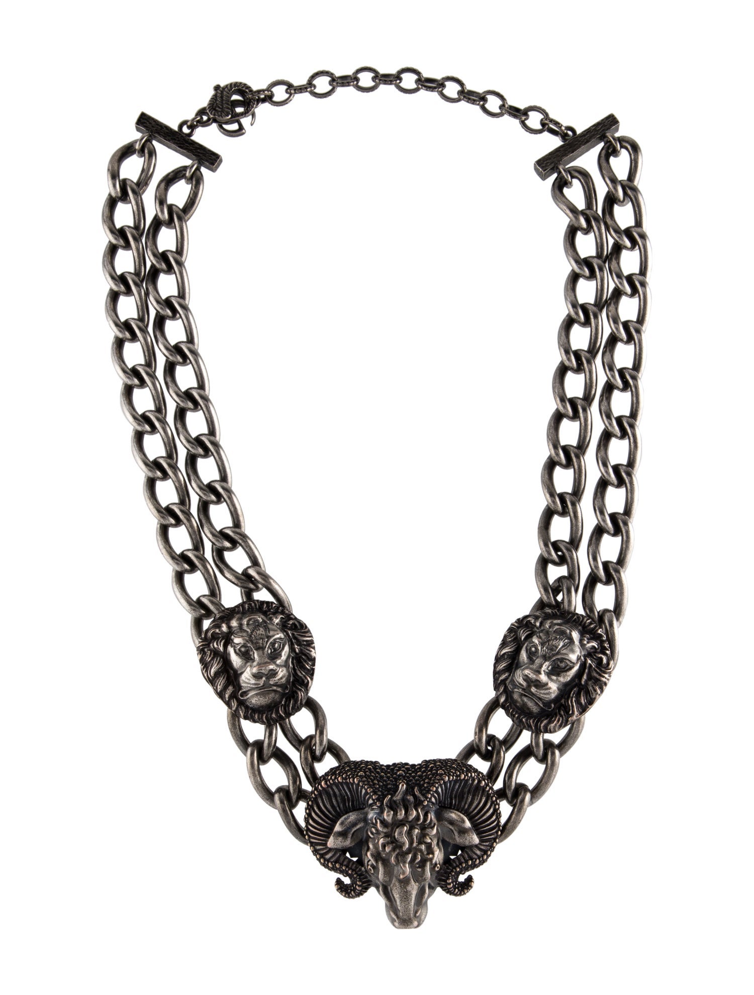 Gucci Lion Head & Aries Collar Necklace