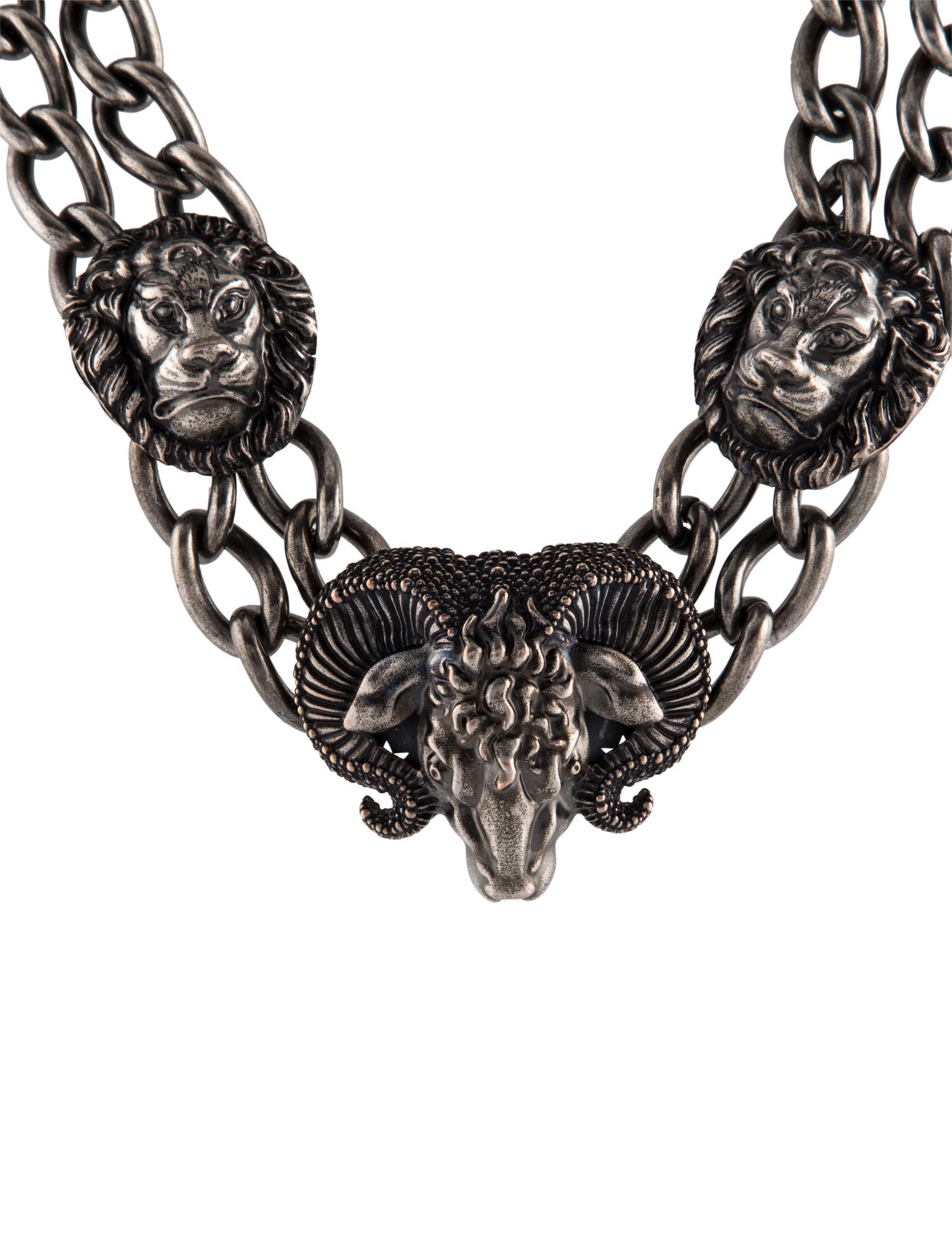 Gucci Lion Head & Aries Collar Necklace