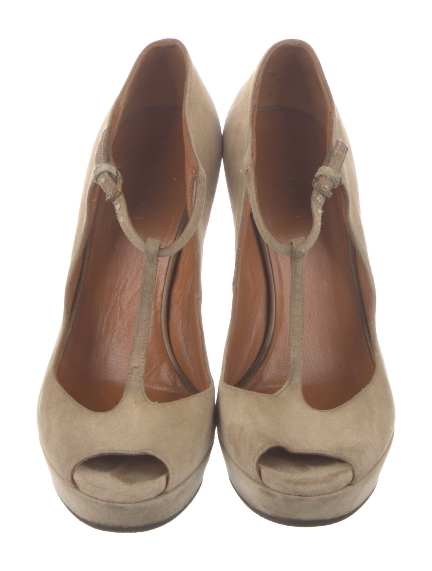 Gucci Suede T-Strap Pumps