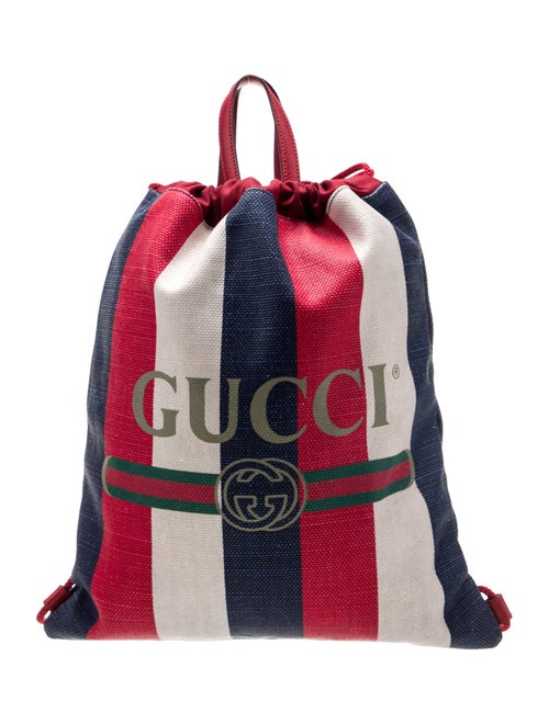 Gucci Logo Drawstring Canvas Backpack