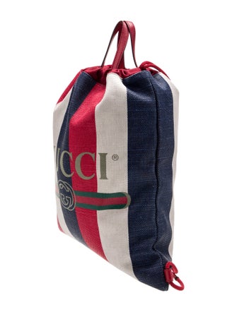 Gucci Logo Drawstring Canvas Backpack