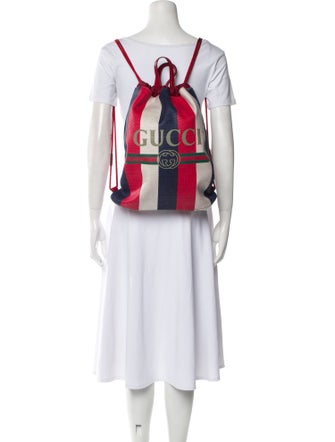 Gucci Logo Drawstring Canvas Backpack