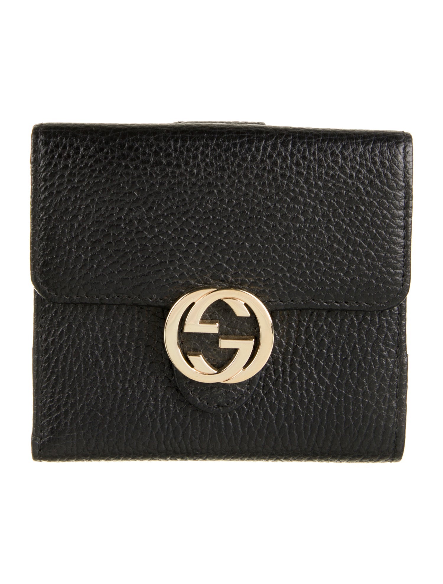 Gucci Interlocking G Logo Leather Compact Wallet
