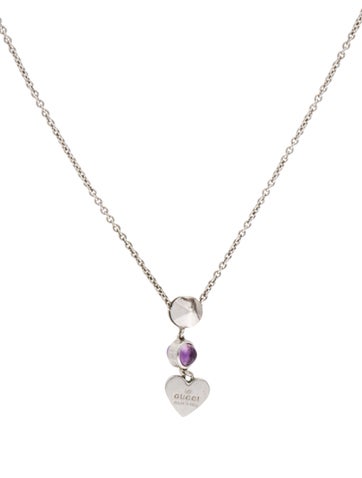 Gucci Pendant Necklace Amethyst Trademark Heart