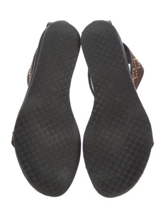 Gucci Leather Studded Accents T-Strap Sandals