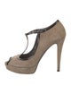 Gucci Suede T-Strap Pumps