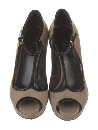 Gucci Suede T-Strap Pumps