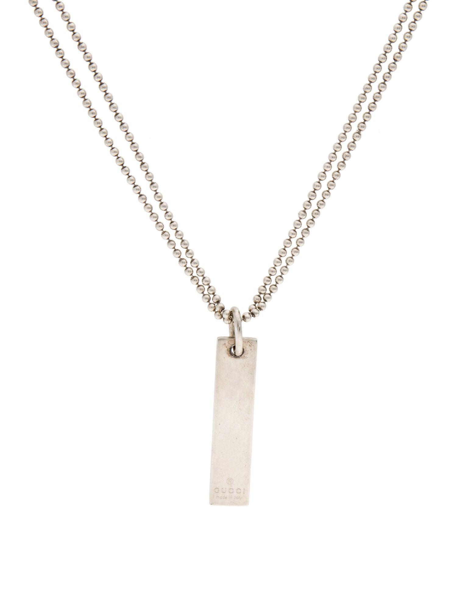 Gucci Bar Tag Double-Strand Pendant Necklace