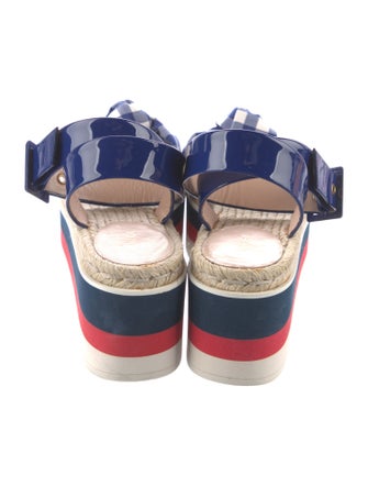 Gucci Sylvie Web Accent Patent Leather Espadrilles