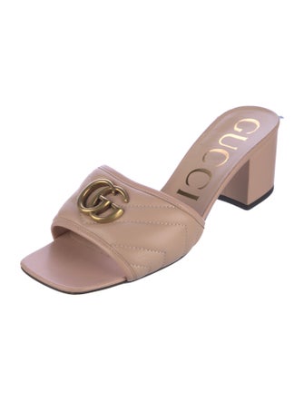 Gucci Double G Logo Leather Slides