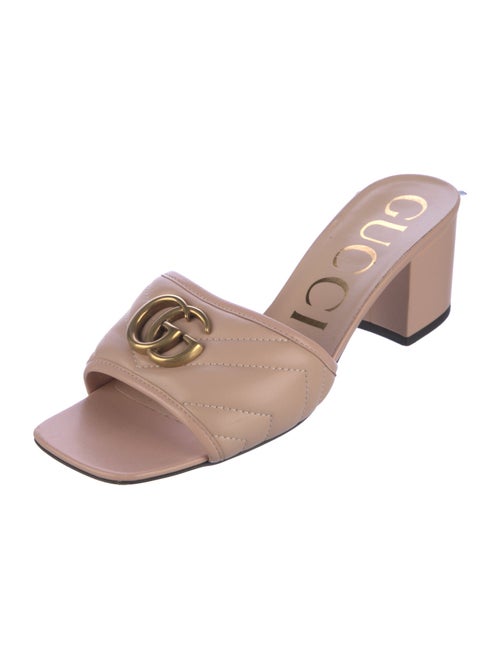 Gucci Double G Logo Leather Slides