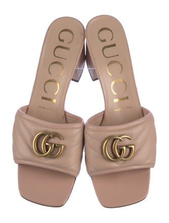 Gucci Double G Logo Leather Slides