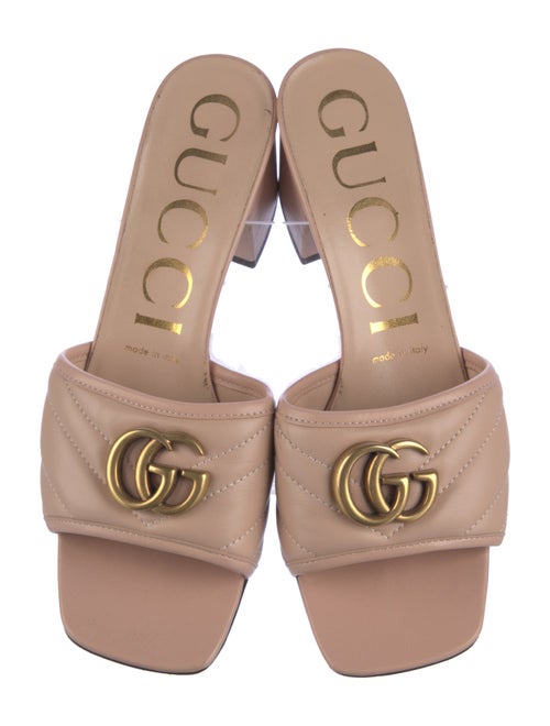 Gucci Double G Logo Leather Slides