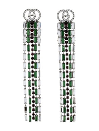 Gucci Crystal Web Tassel Drop Earrings