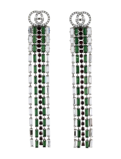 Gucci Crystal Web Tassel Drop Earrings