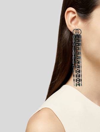 Gucci Crystal Web Tassel Drop Earrings