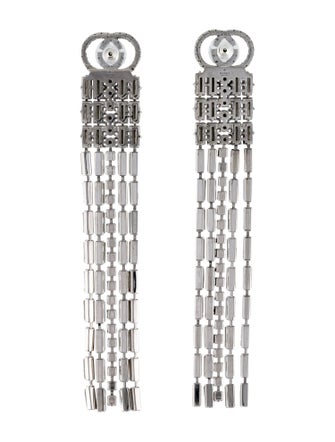 Gucci Crystal Web Tassel Drop Earrings