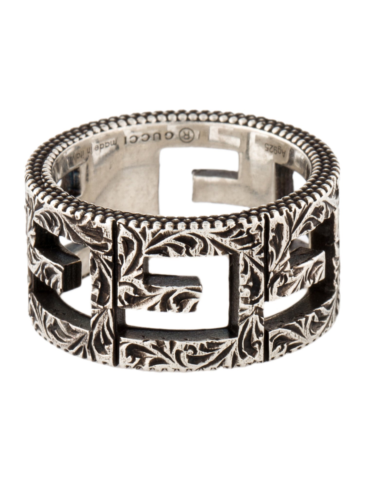 Gucci Square G Wide Band - Sterling Silver Band, Rings