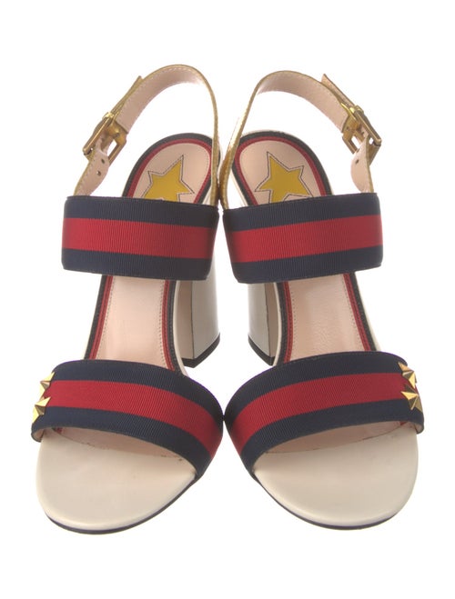 Gucci Sylvie Web Accent Leather Slingback Sandals