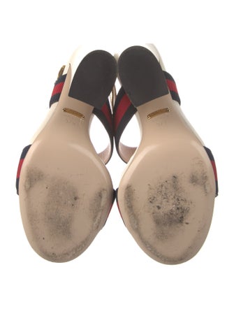 Gucci Sylvie Web Accent Leather Slingback Sandals