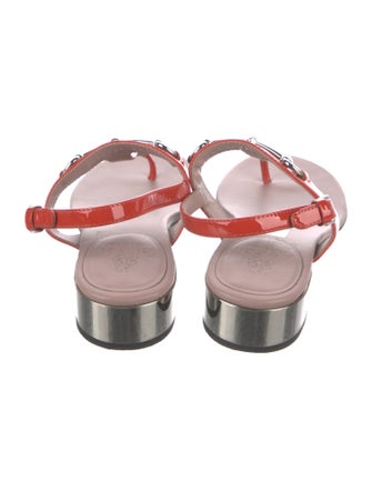 Gucci Horsebit Accent Patent Leather T-Strap Sandals