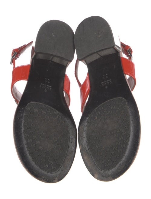 Gucci Horsebit Accent Patent Leather T-Strap Sandals