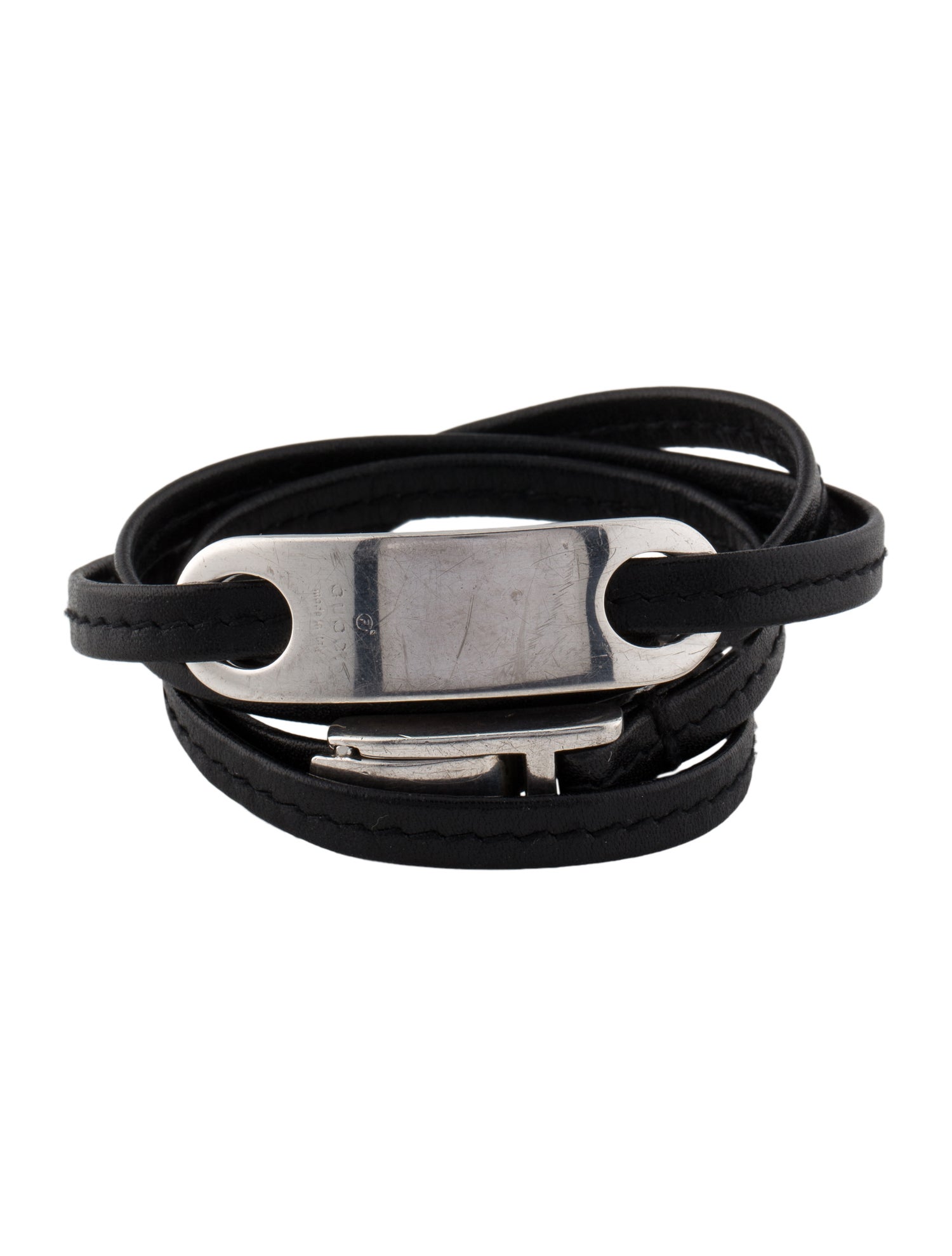 Gucci Vintage Leather Trademark Wrap Bracelet
