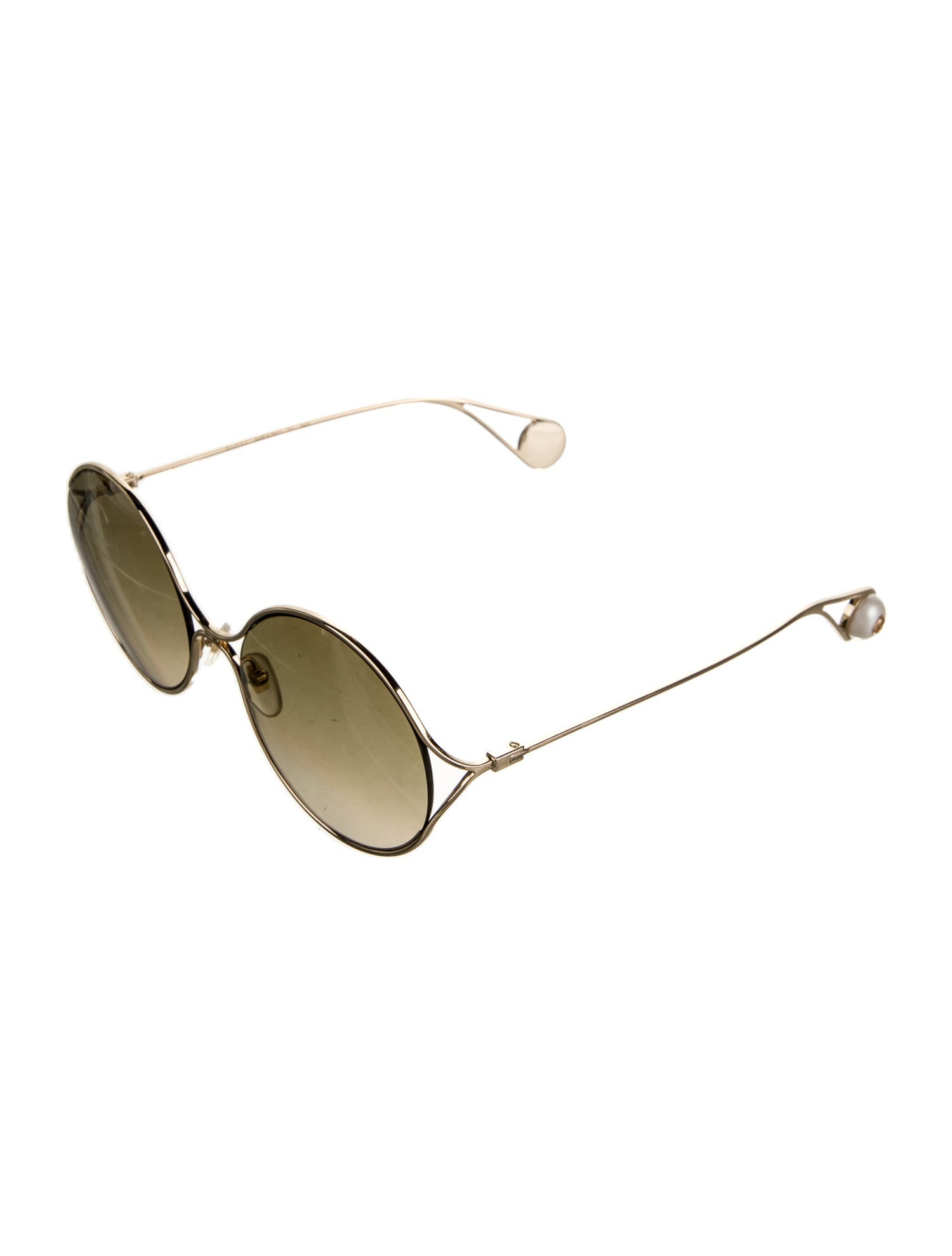 Gucci Faux Pearl Accents Round Sunglasses