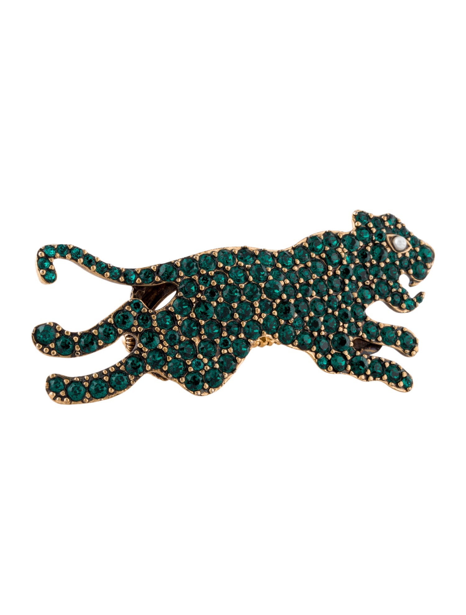 Gucci Faux Pearl & Crystal Panther Double Finger Ring