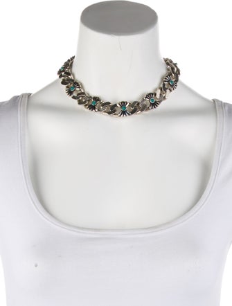 Gucci Flower Chain Link Collar Necklace