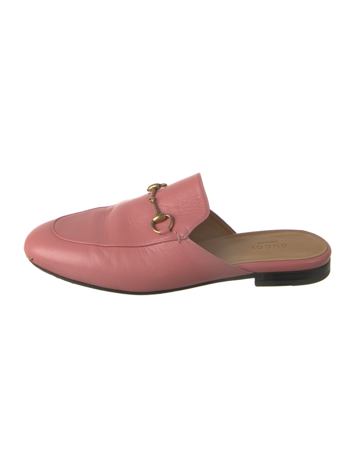 Gucci Horsebit Accent Leather Mules Pink Flats, Shoes GUC1630614