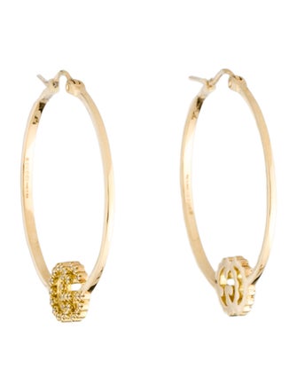 Gucci 18K Diamond GG Running Hoop Earrings