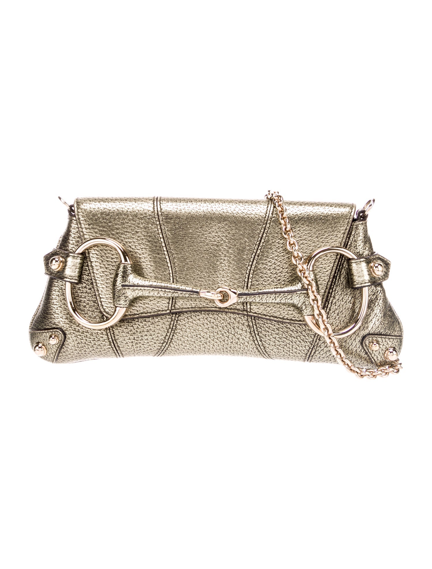 Gucci Horsebit Horsebit Chain Gold Shoulder Bags, Handbags