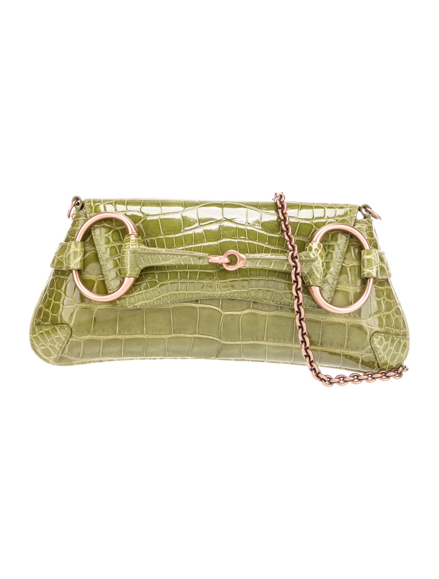 Gucci Horsebit Horsebit Chain Green Shoulder Bags, Handbags