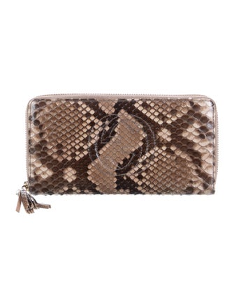 Gucci Interlocking G Logo Python Continental Wallet