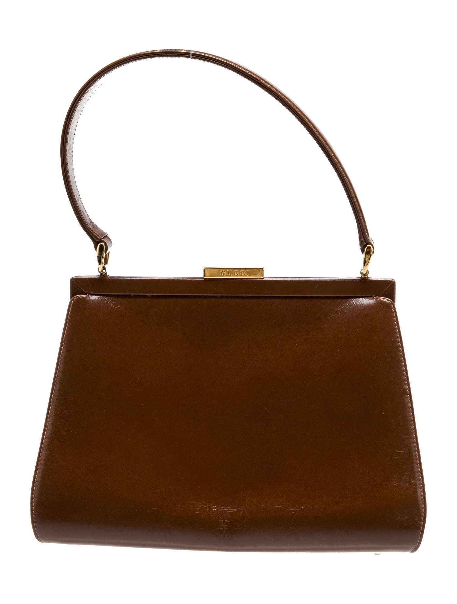 Gucci Leather Top Handle Bag Brown Handle Bags, Handbags GUC1638470