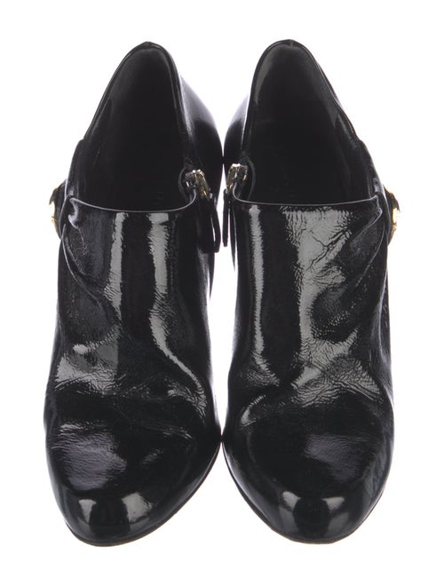 Gucci Patent Leather Pleated Accents Mules