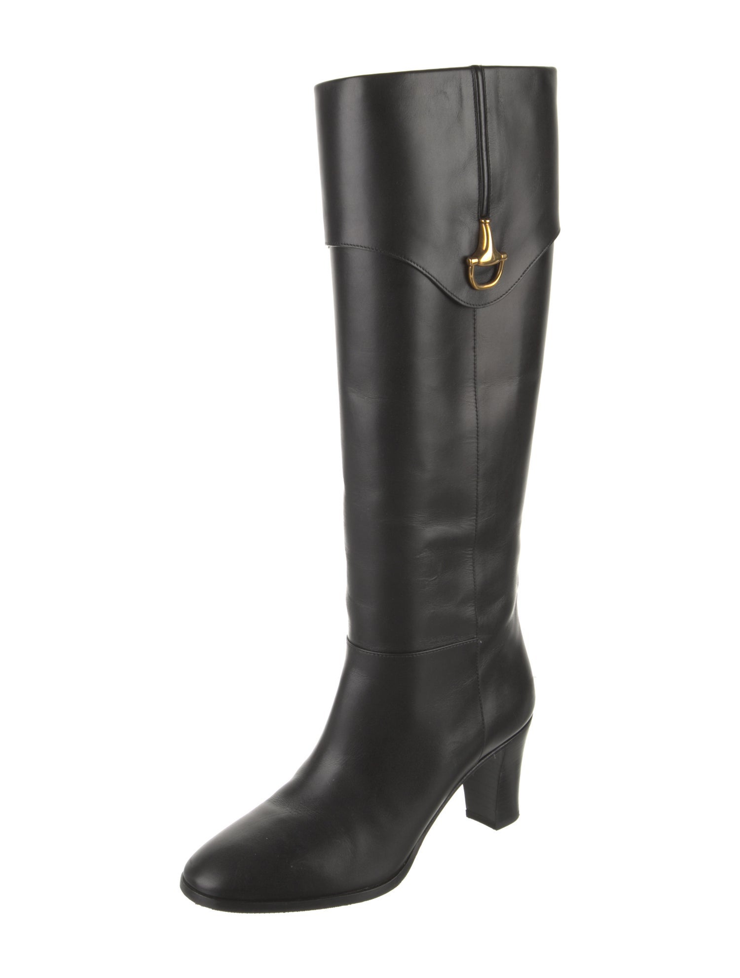 Gucci Tiger Head Accent Leather Riding Boots