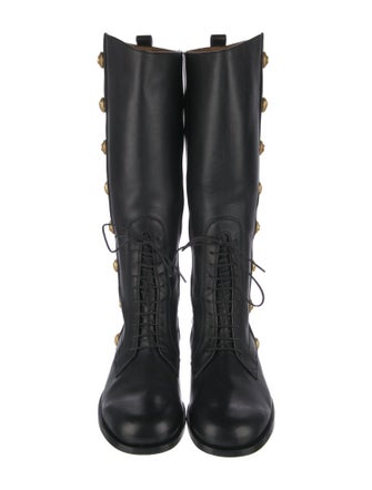 Gucci Double G Logo Leather Lace-Up Boots