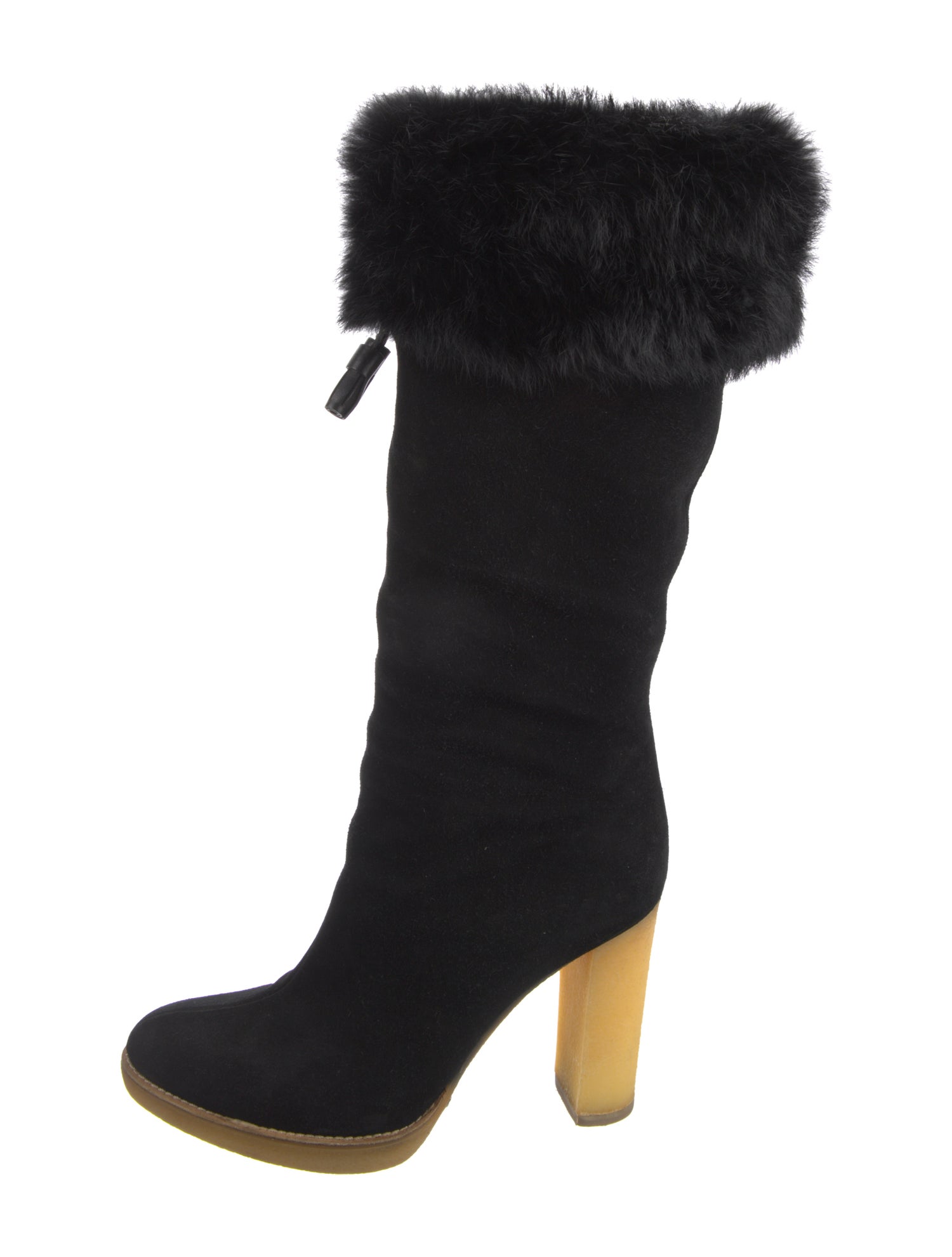 Gucci Suede Tassel Accents Riding Boots