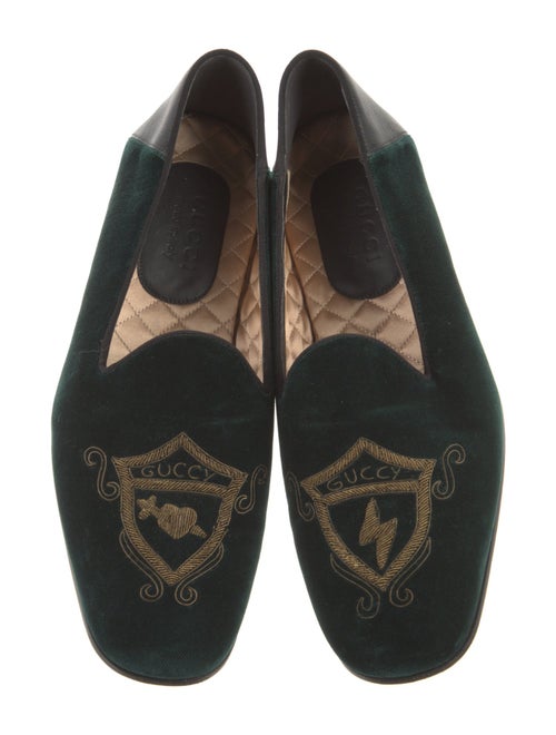 Gucci Bee Accent Velvet Slippers