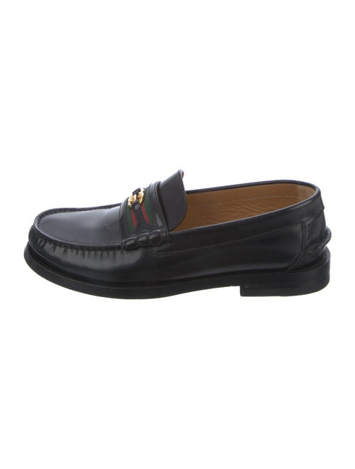 Gucci Web Accent Leather Loafers